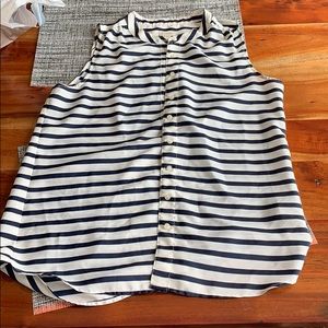 Sleeveless blue and white stripped blouse